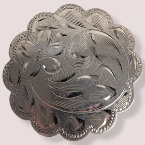 Vintage Ladye Fayre Sterling Etched Brooch